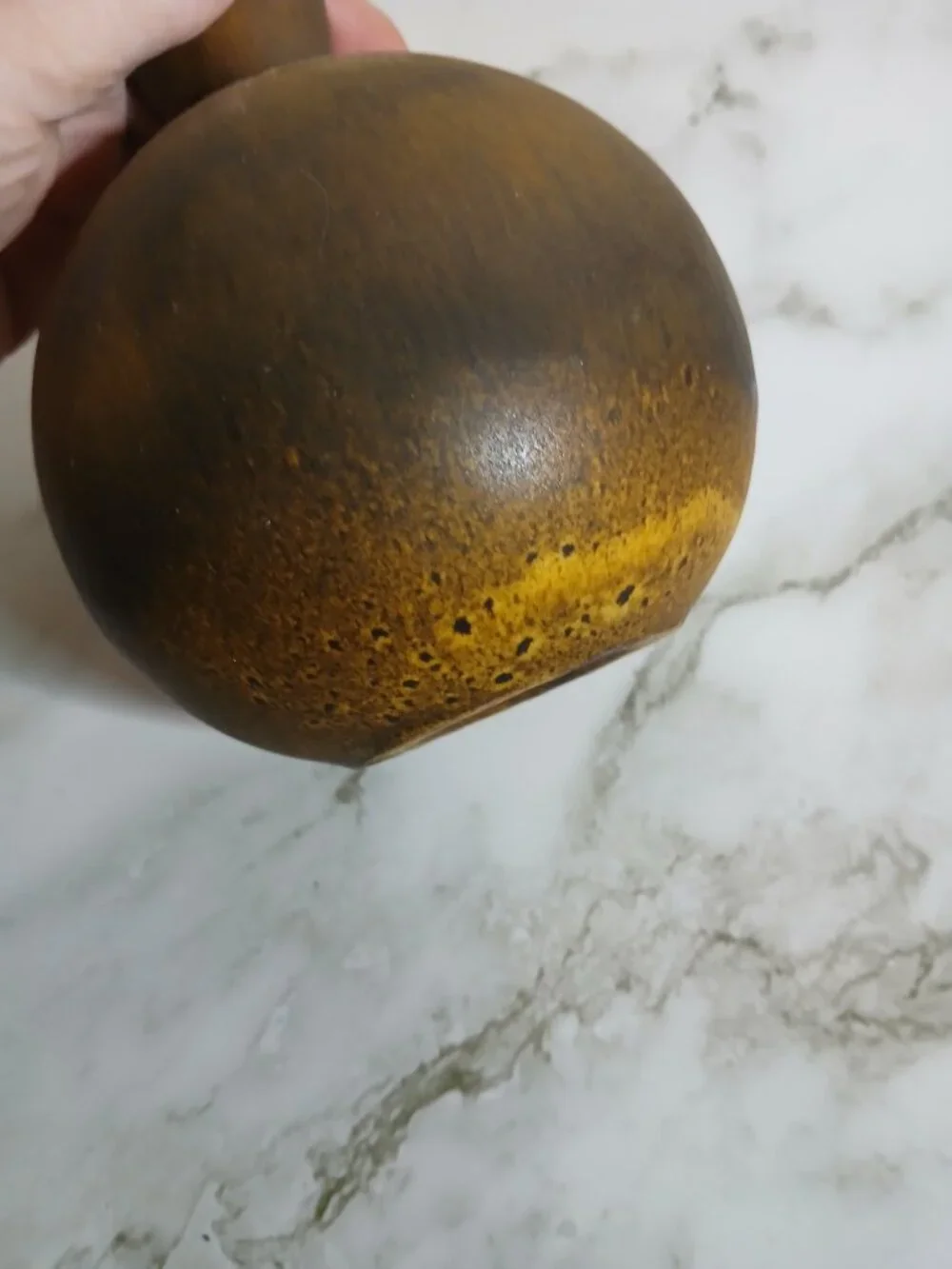 Mid-Century Maigon Daga Rustic Drip Glaze in Yellow & Brown Bud Pot